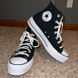 🖤Platform Black High Top Converse